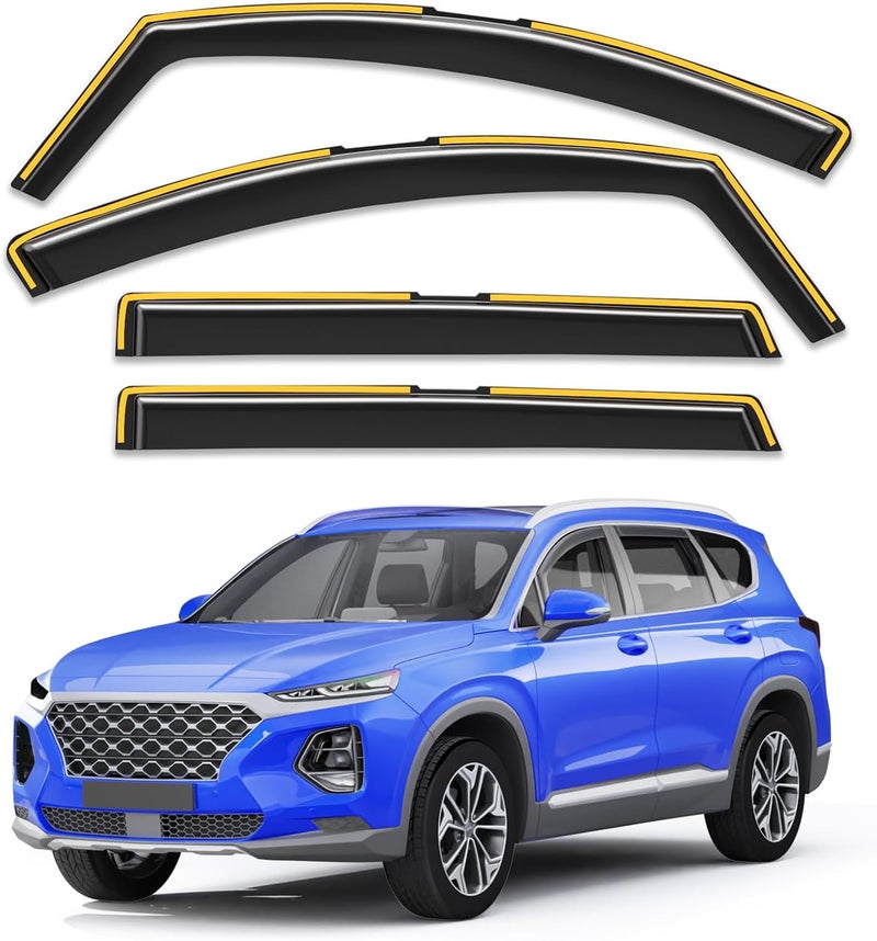 Breejoy in-Channel Window Rain Guards Fit for 2019 2020 2021 2022 2023 Hyundai Santa Fe 5-Seats (Not for XL 7-Seats),Visors Vent Visors Window Deflector Vent Shades Car Accessories -4 pcs - Image 1